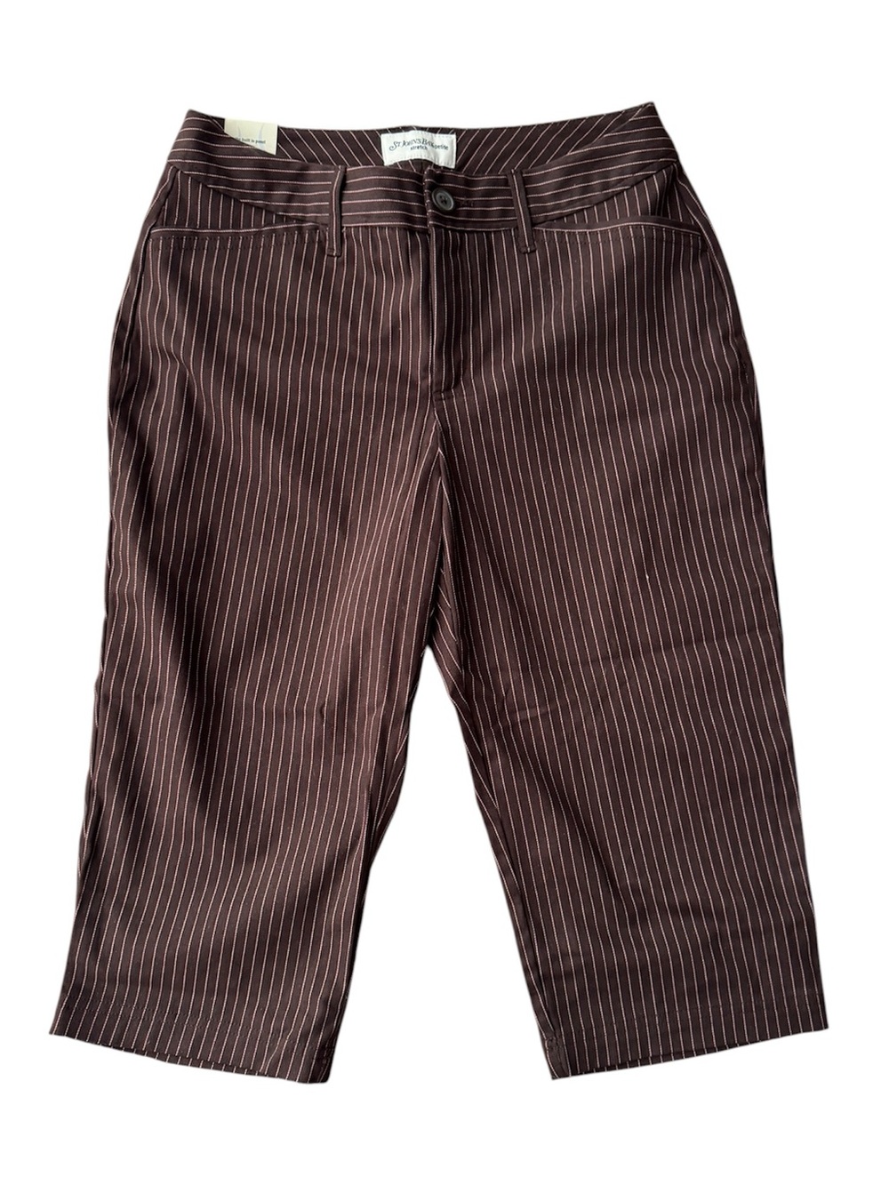 Vintage Y2K St. John’s Bay Pinstripe Capris NWT Brown Pink Office Siren 6P